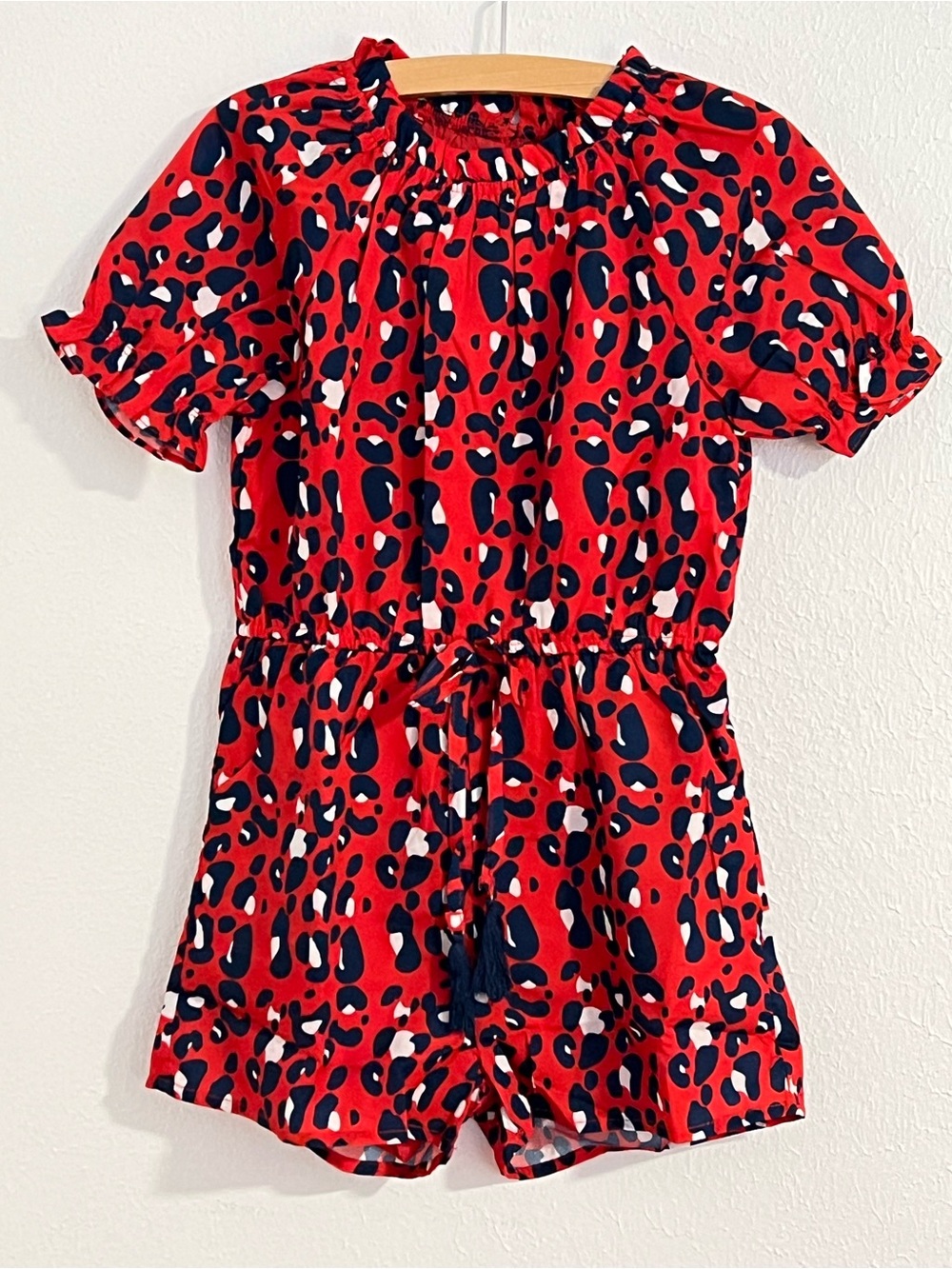 Hayden Red Leopard Print Short Sleeve Romper
